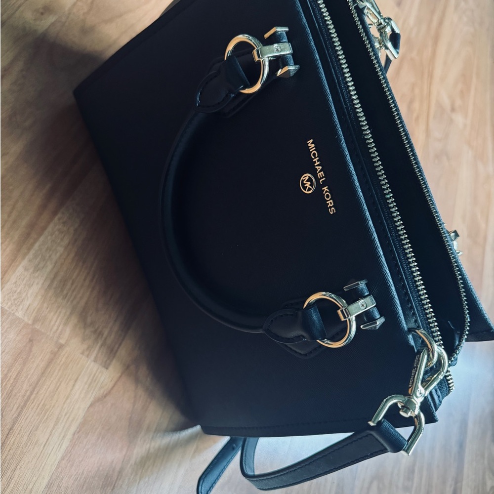 Michael Kors Black Satchel with Gold Accents